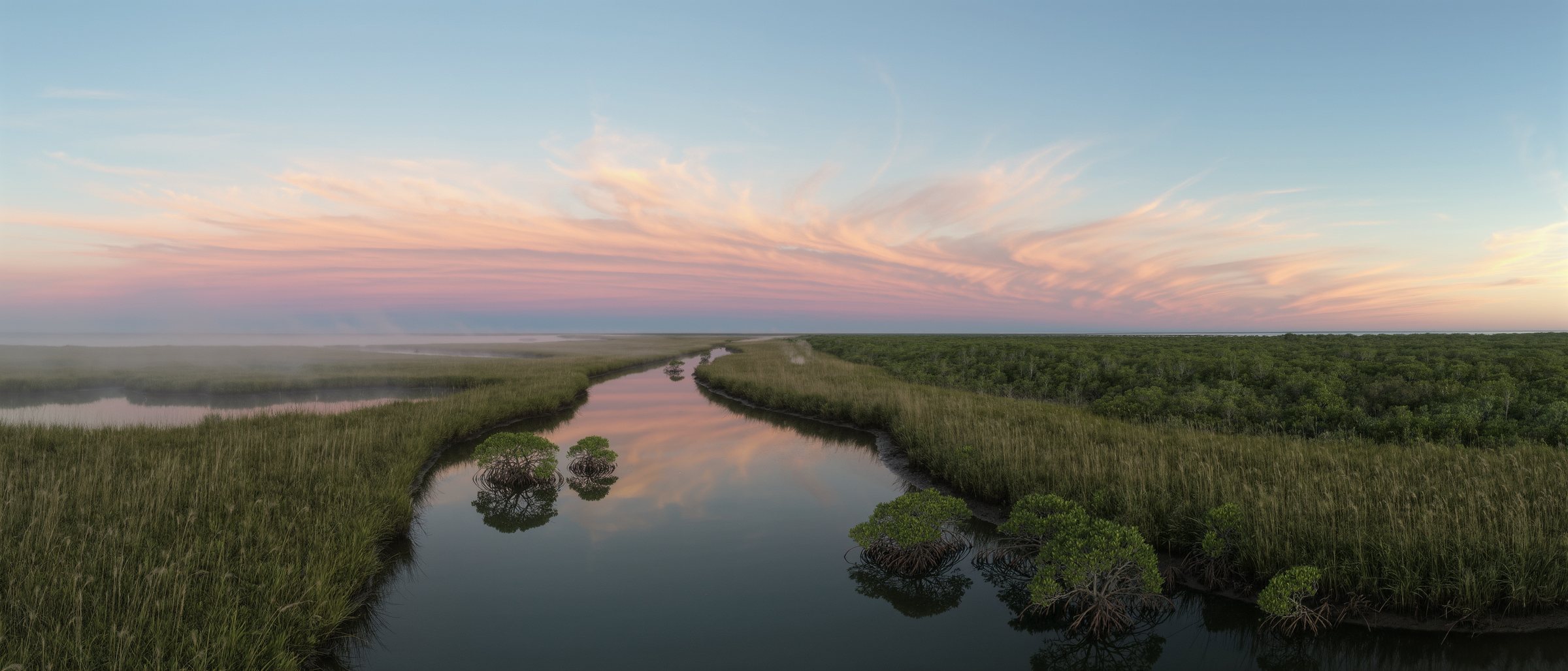 Coastal wetland at dawn